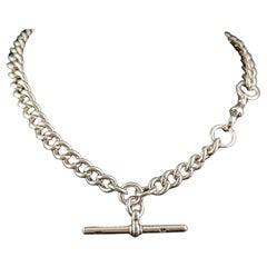 Antique sterling silver Albert chain, Edwardian