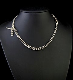 Antique sterling silver Albert chain, necklace