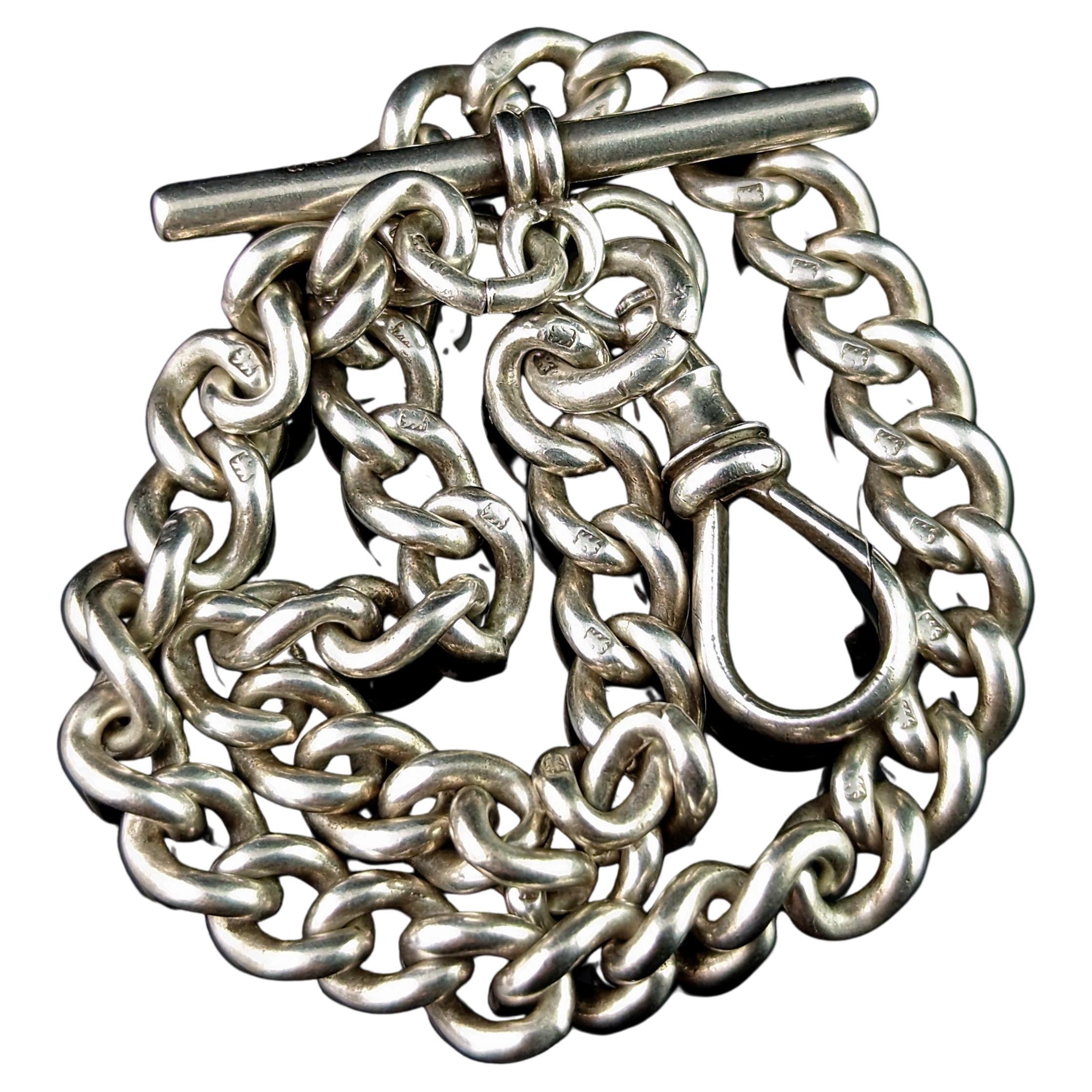 Antique Sterling Watch Chain 
