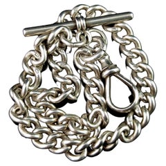 Used Sterling Silver Albert Chain, Pocket Watch Chain, Victorian