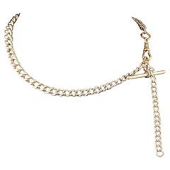 Used sterling silver Albert chain, watch chain 