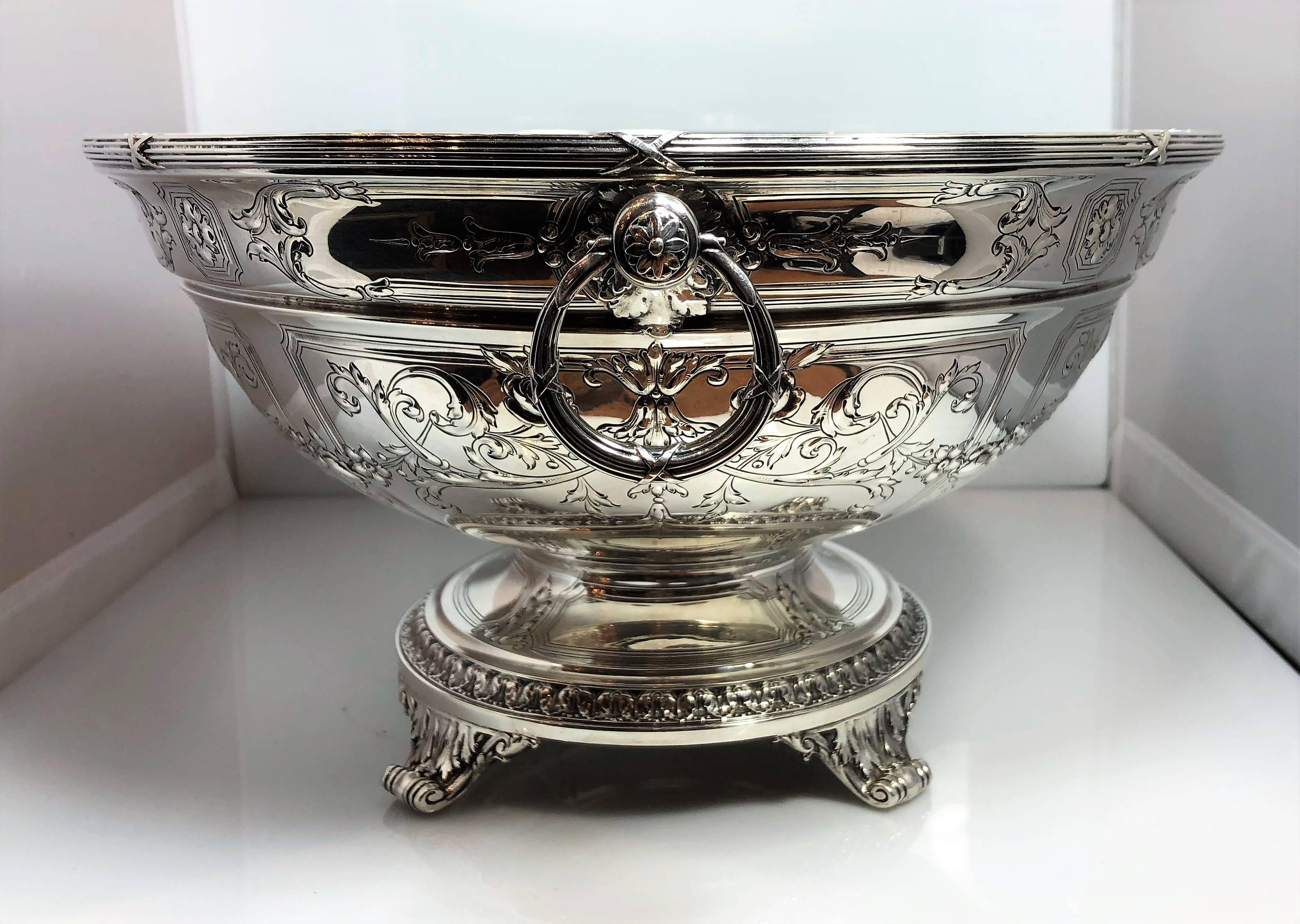 19th Century Antique Sterling Silver American Gorham Punch Bowl Centrepiece, circa 1890-1900