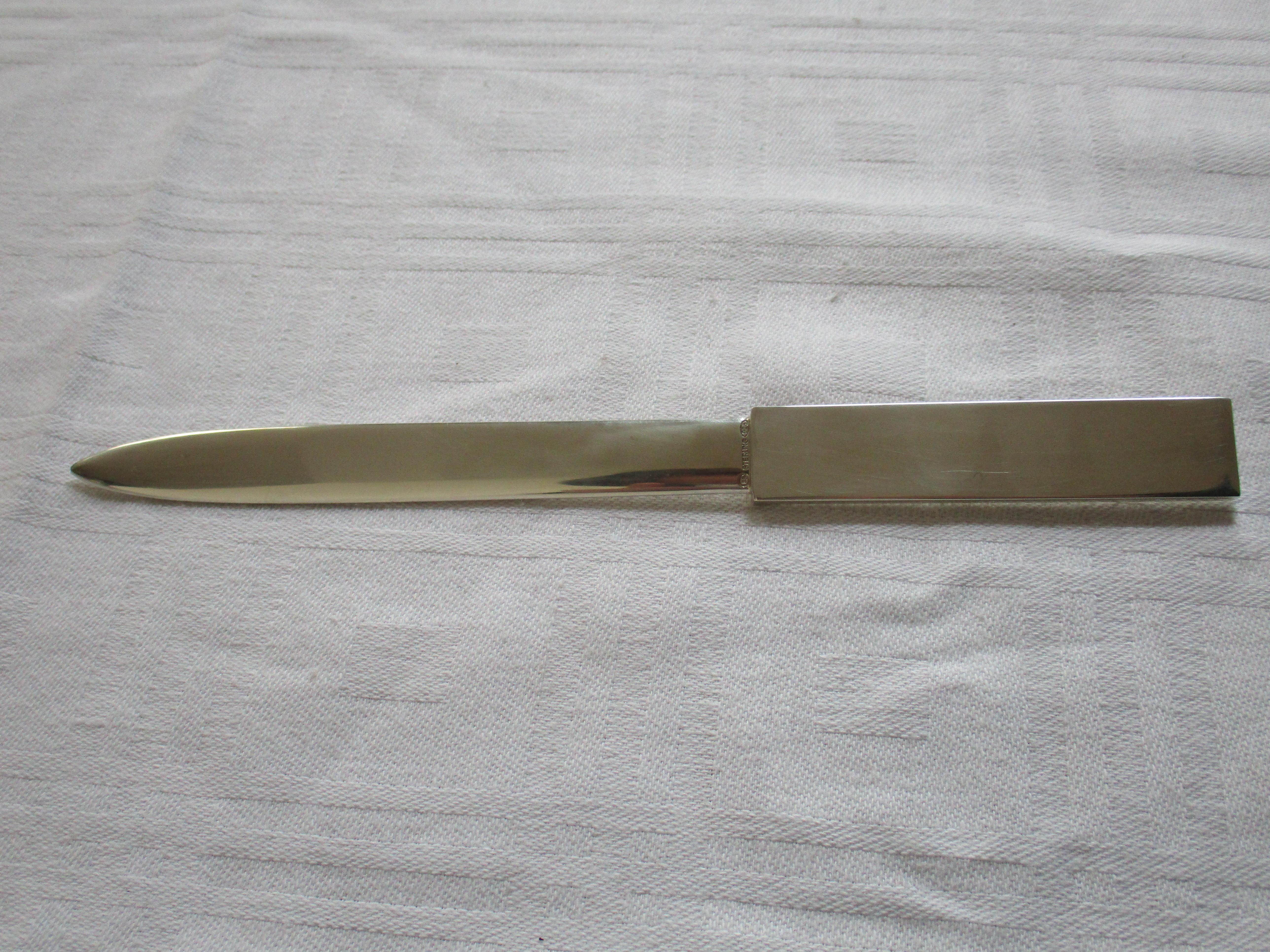 20th Century Antique Sterling Silver and 14k Gold Letter Opener With Sapphire For Sale