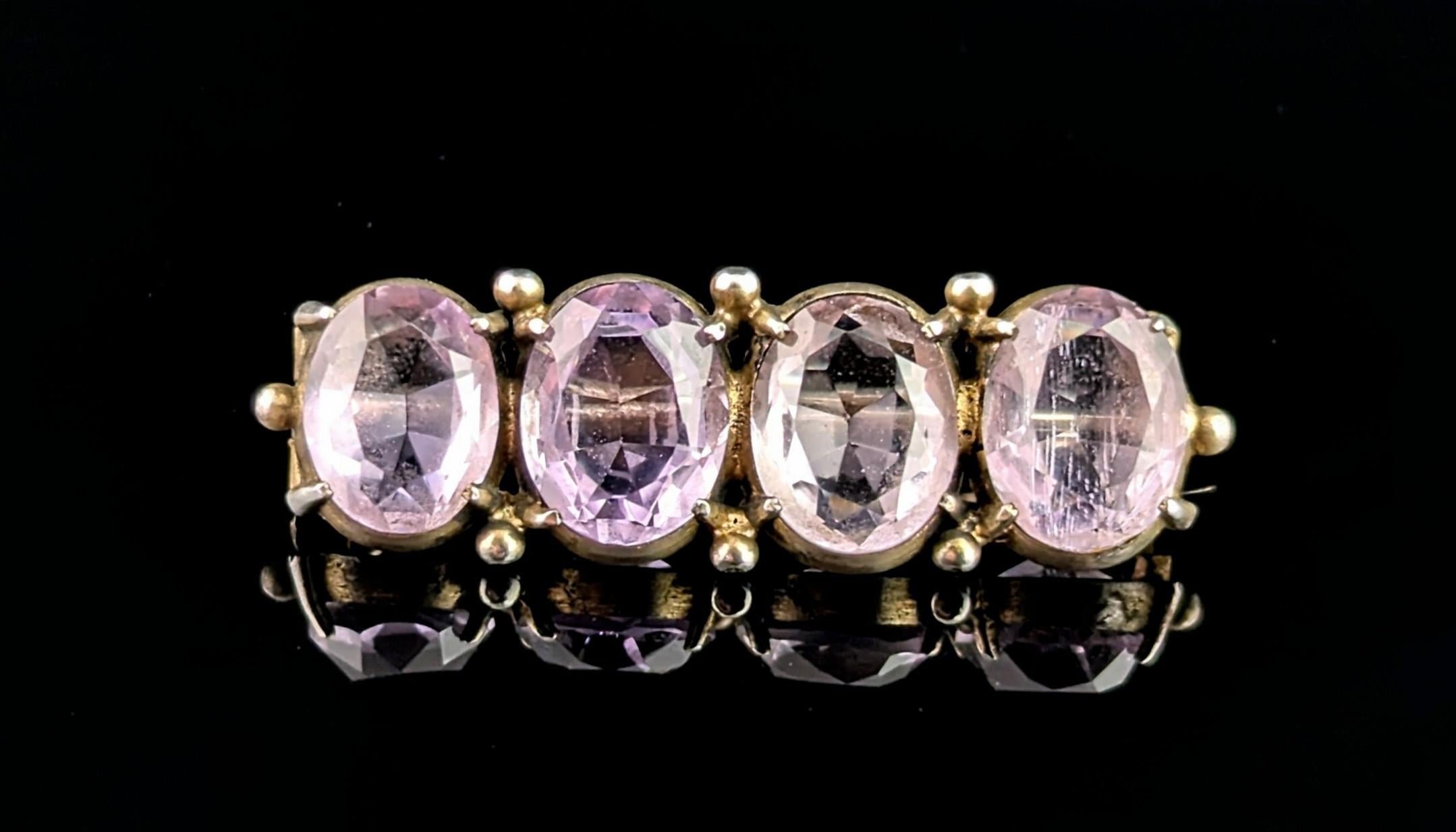 Victorian Antique sterling silver and Amethyst brooch