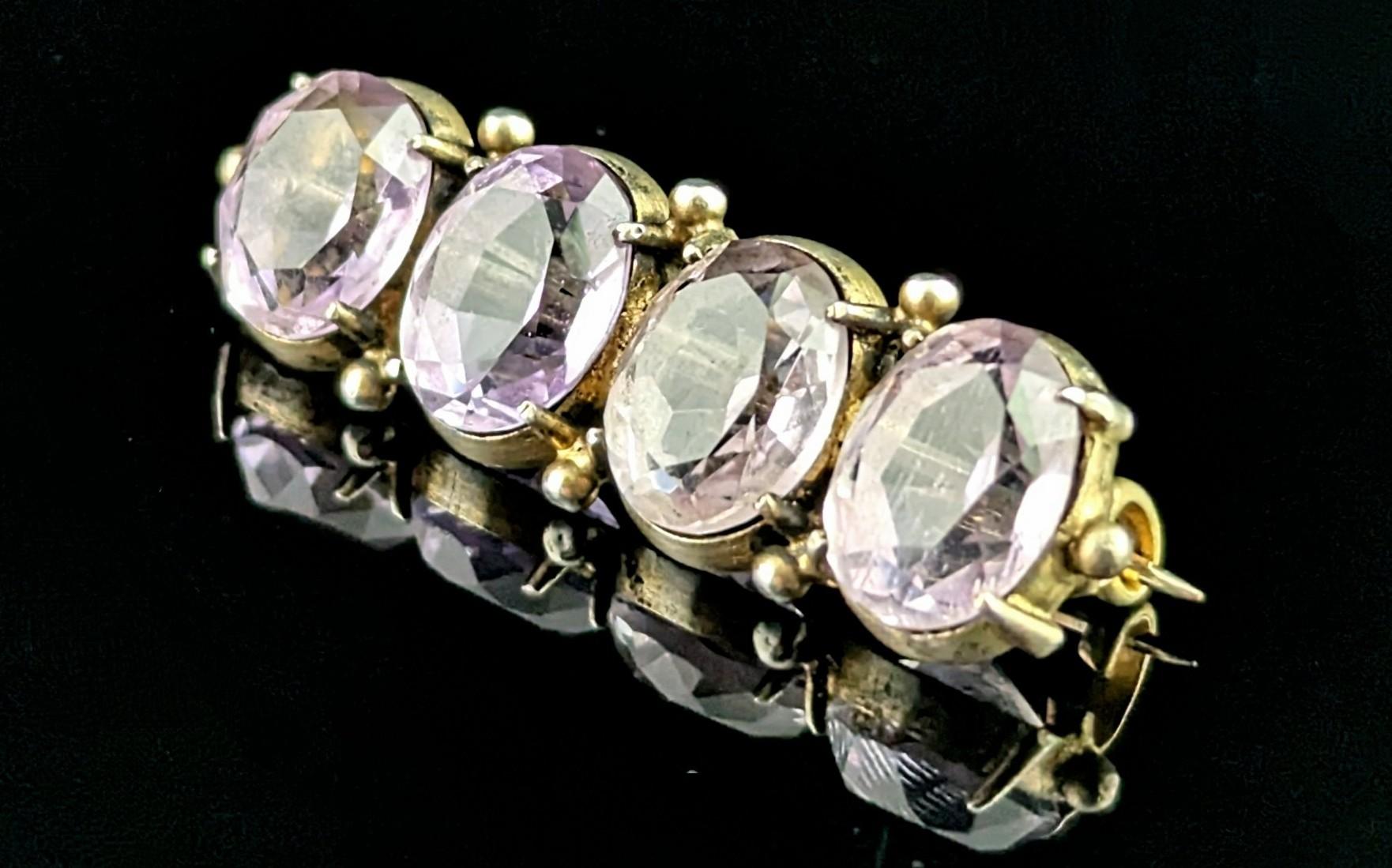 Oval Cut Antique sterling silver and Amethyst brooch