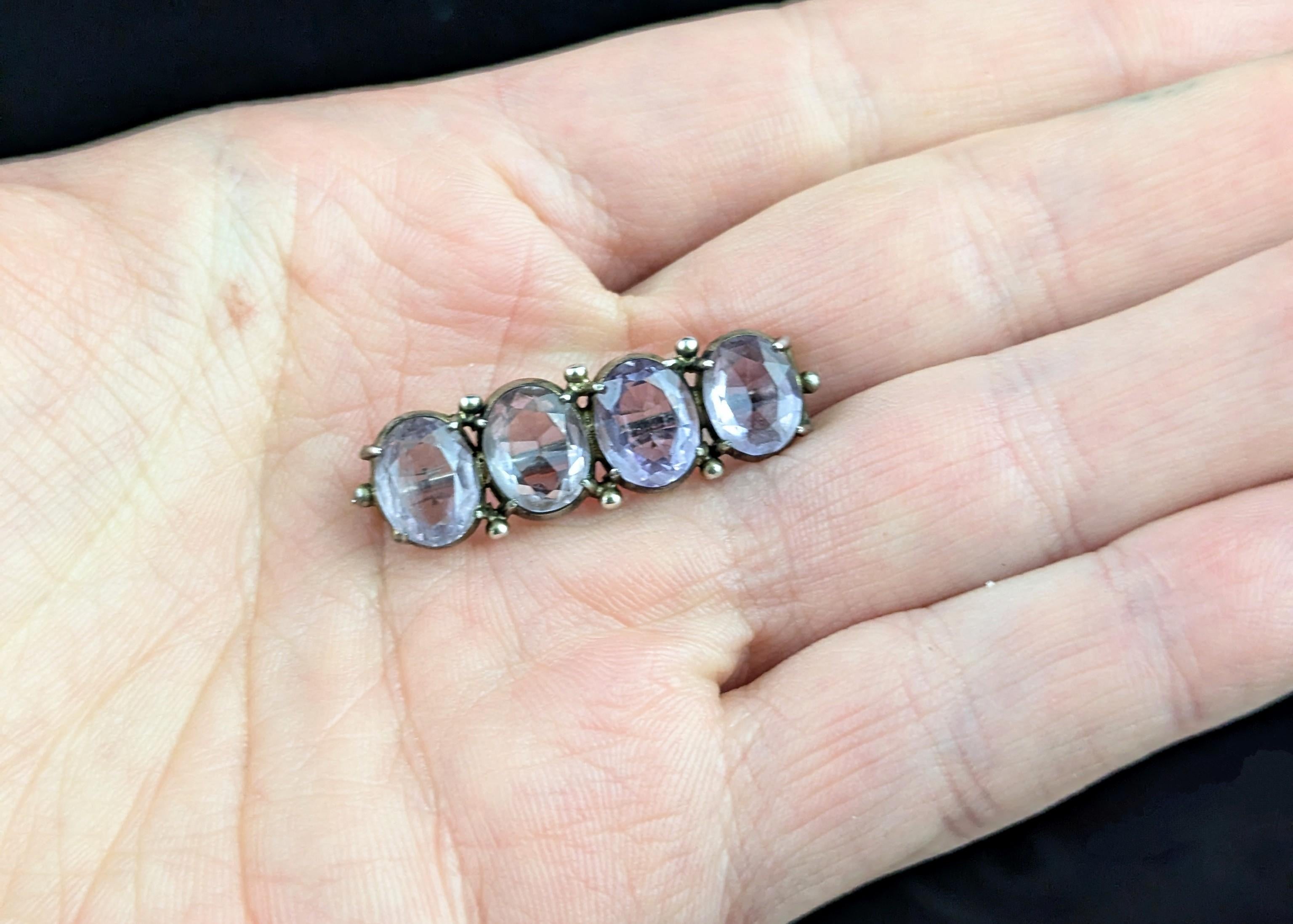 Antique sterling silver and Amethyst brooch In Fair Condition In NEWARK, GB