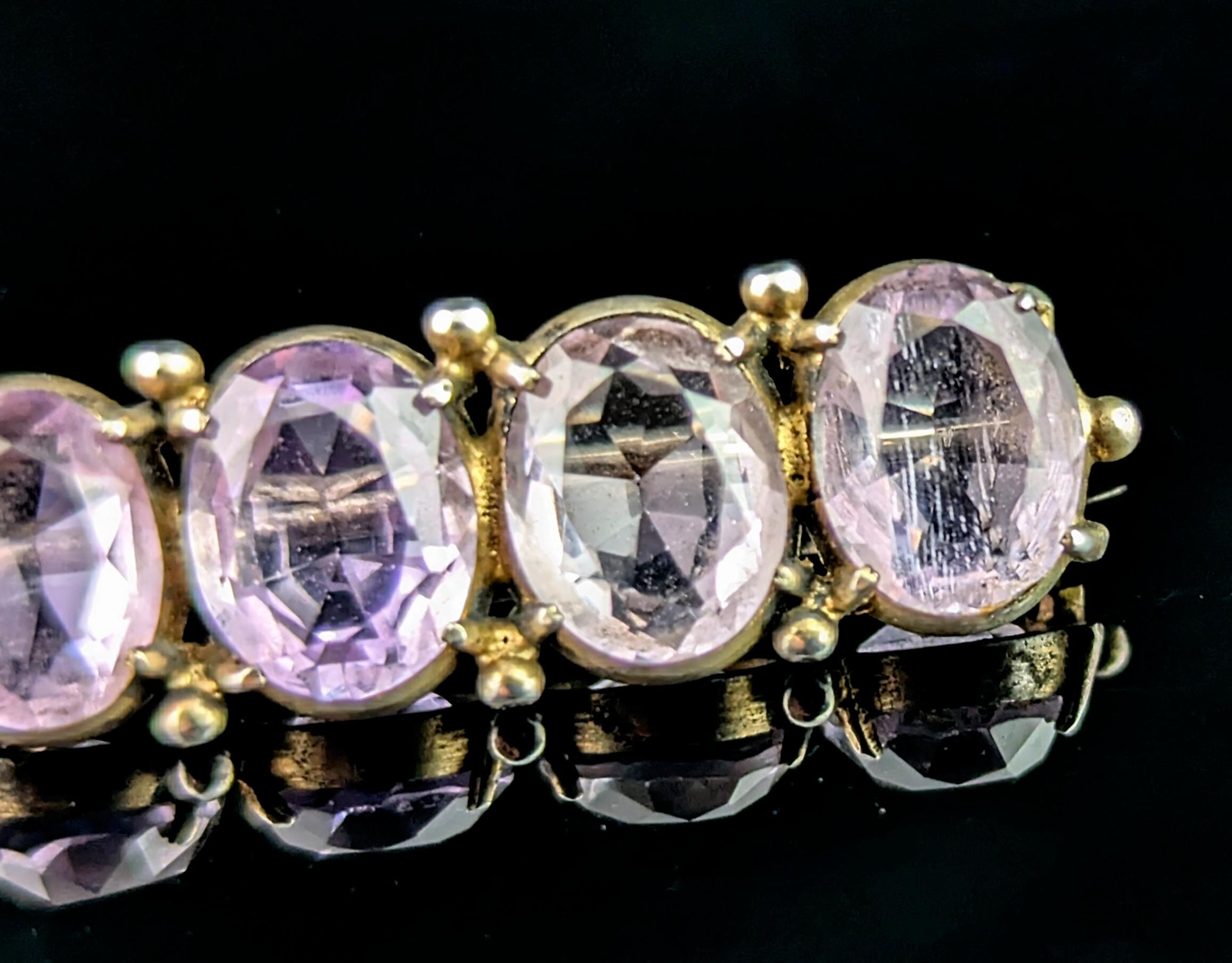 Antique sterling silver and Amethyst brooch 1