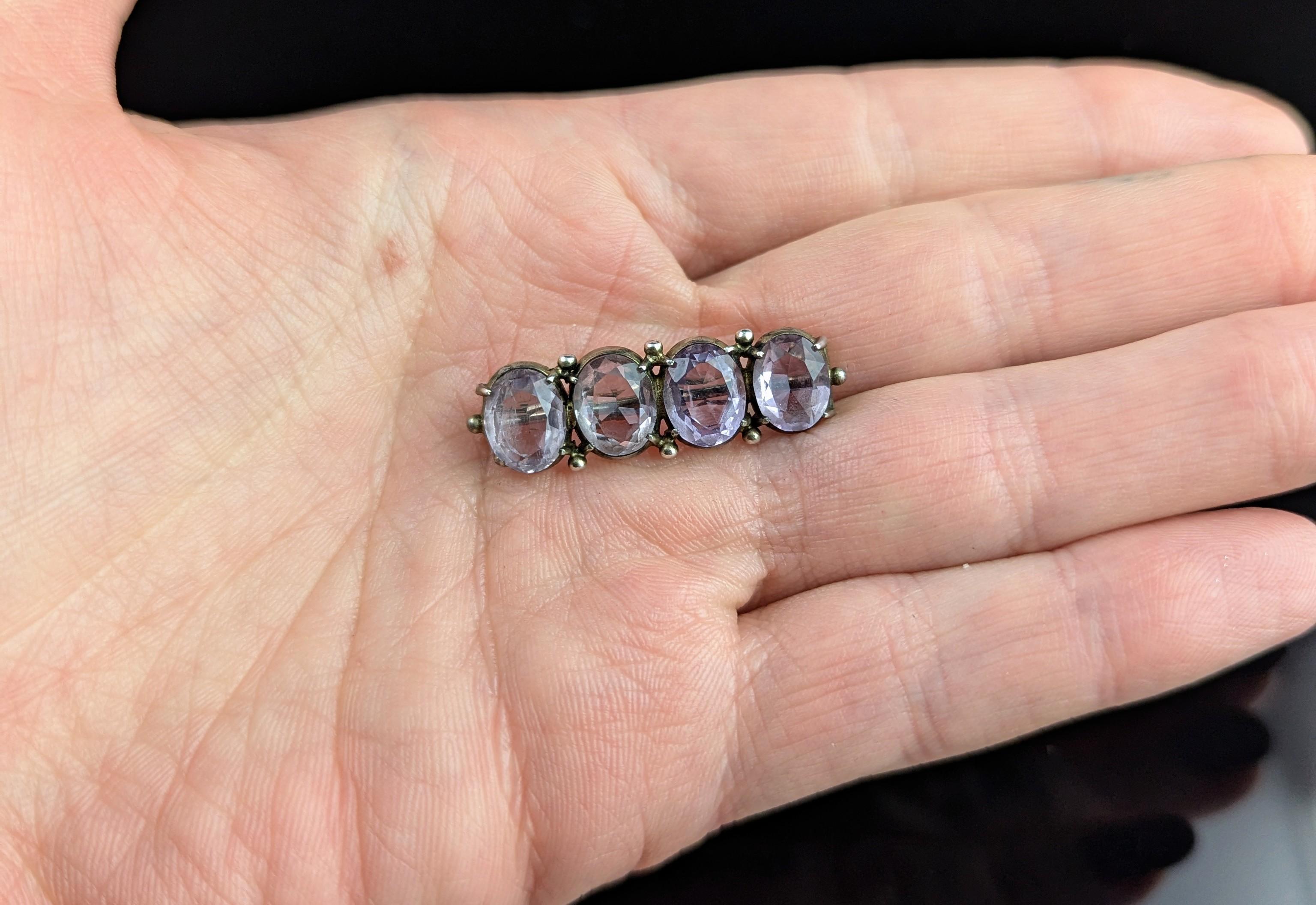 Antique sterling silver and Amethyst brooch 3
