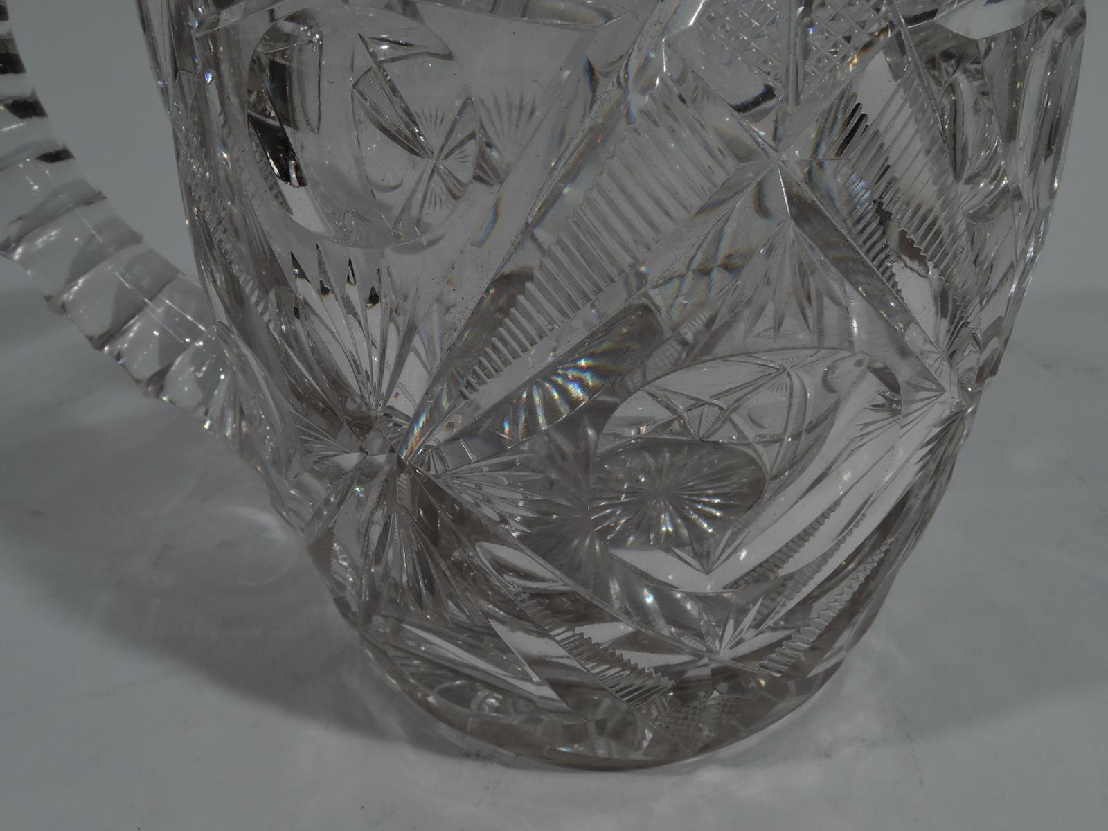 Argent sterling Pichet à eau ancien en argent sterling et verre taillé par le fabricant new-yorkais en vente