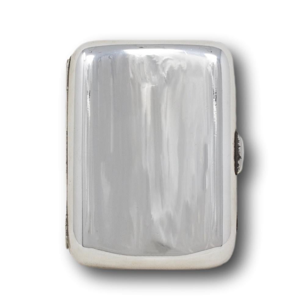 Pitillera antigua de plata de ley y esmalte de Robert Chandler Inglés en venta