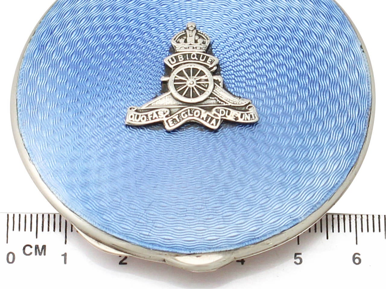 Antique 1939 Sterling Silver and Guilloche Enamel Compact For Sale 3