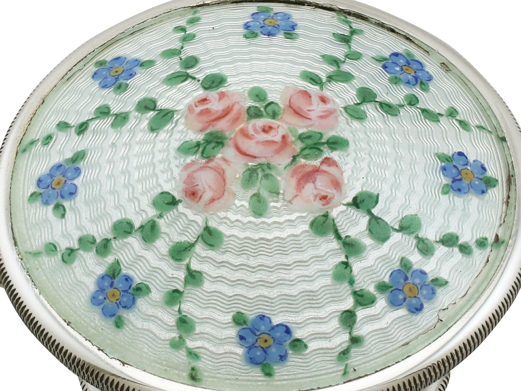 Antique Sterling Silver and Enamel Trinket Box by Levi and Salaman 1