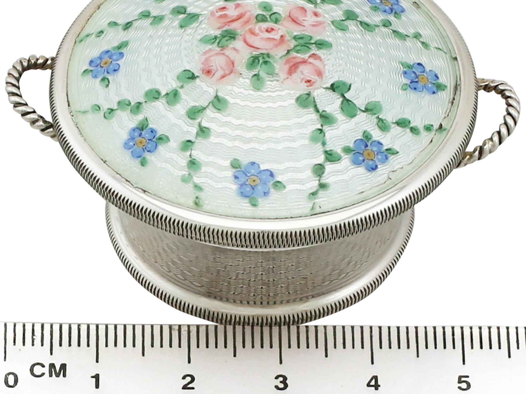 Antique Sterling Silver and Enamel Trinket Box by Levi and Salaman 4