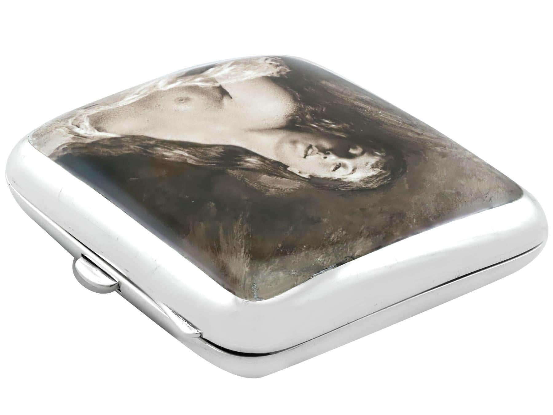1920s Sterling Silver and Erotica Enamel Cigarette Case For Sale 1