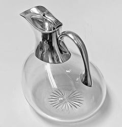 Antique Sterling Silver and Glass Askos Shape Claret Jug, London, 1895