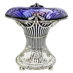Antique Sterling Silver and Glass Vase Centrepiece 1909