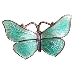 Vintage Sterling Silver Butterfly Charm or Pendant by BEAU Guilloche Enamel