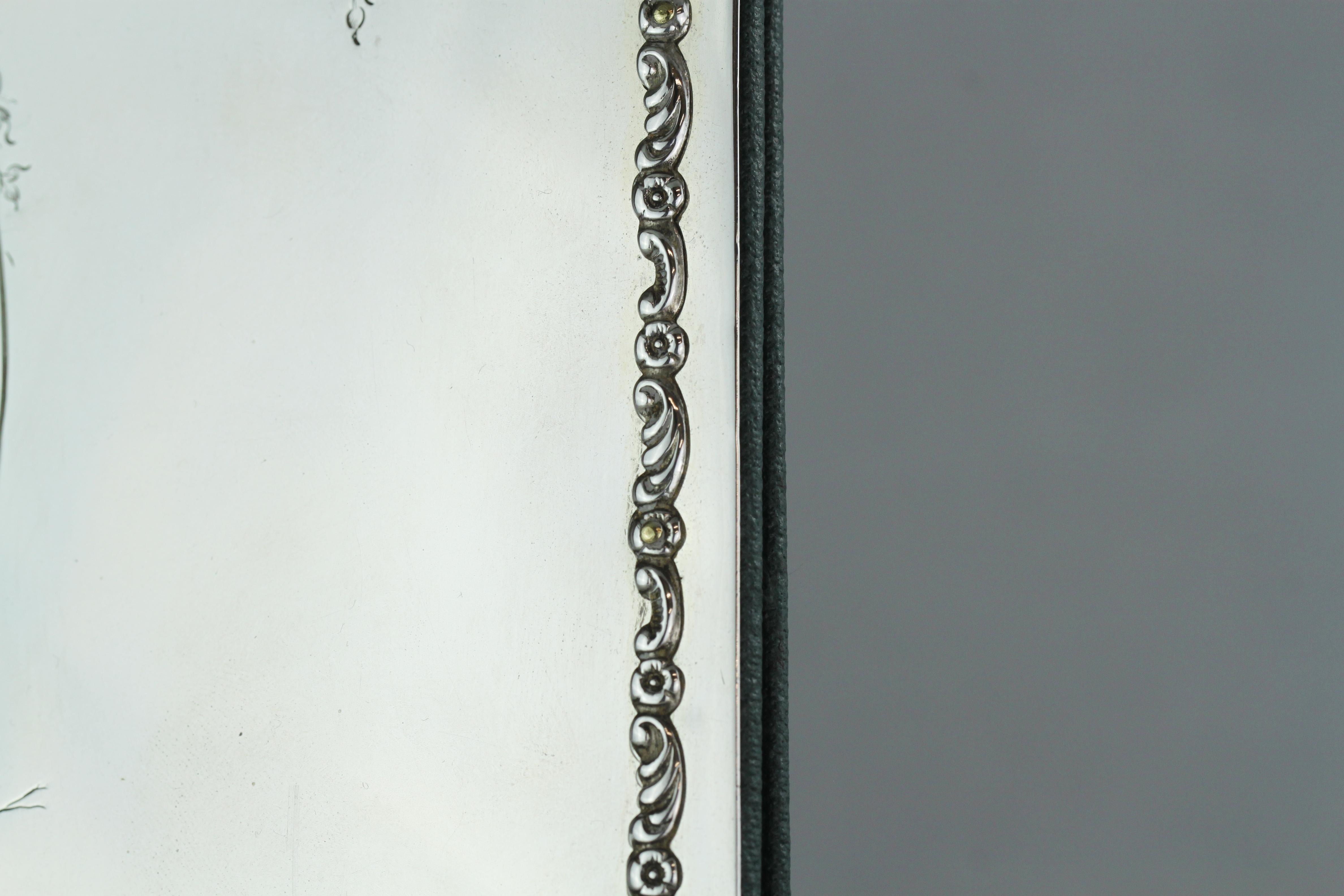 Antique Sterling Silver and Leather Menu Holder, London, 1905 For Sale 1