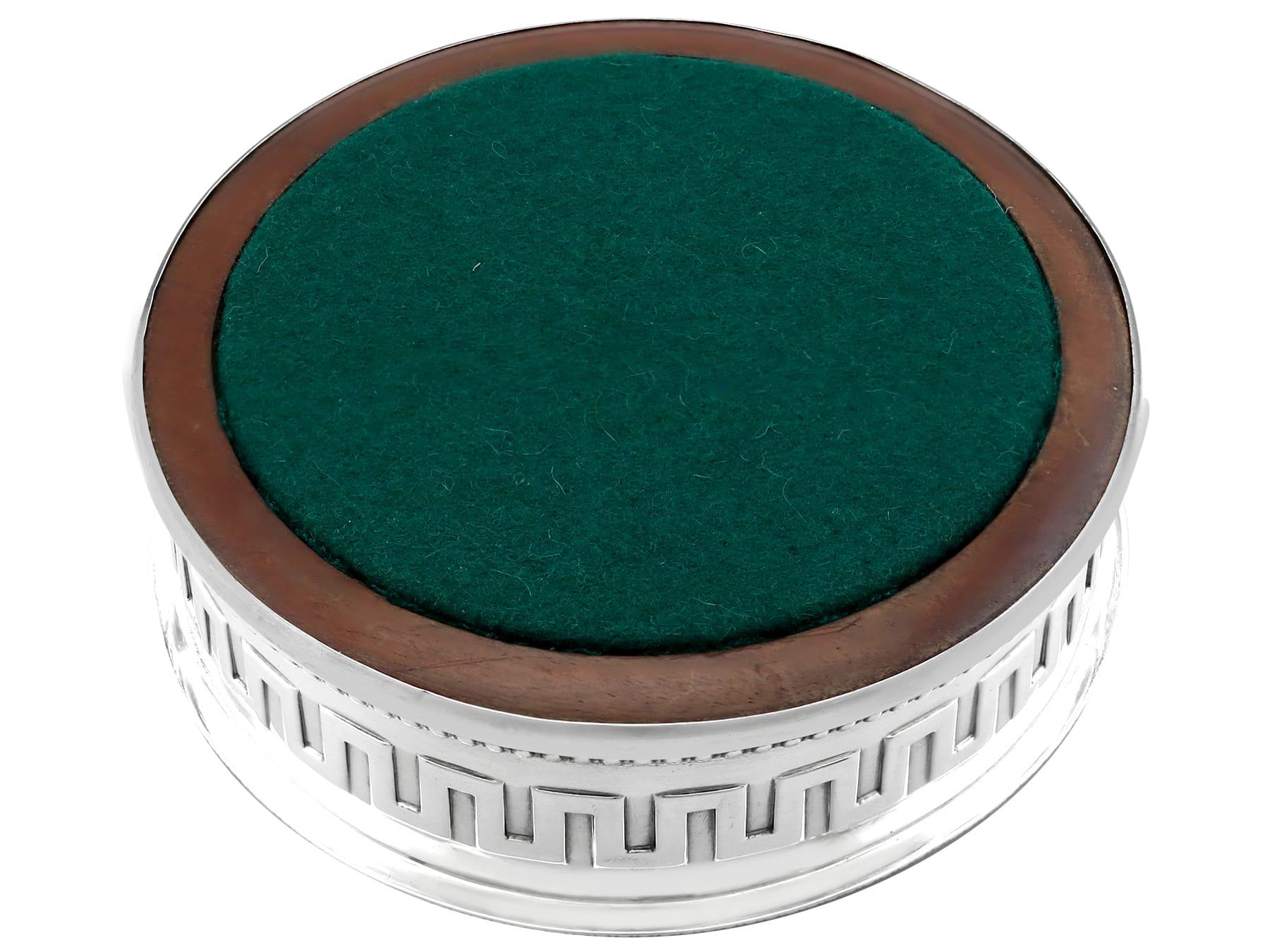 Antique Sterling Silver and Mahogany Wine Coaster For Sale 5