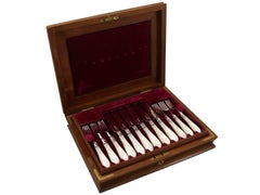 Antique Sterling Silver and Mother of Pearl Dessert Service