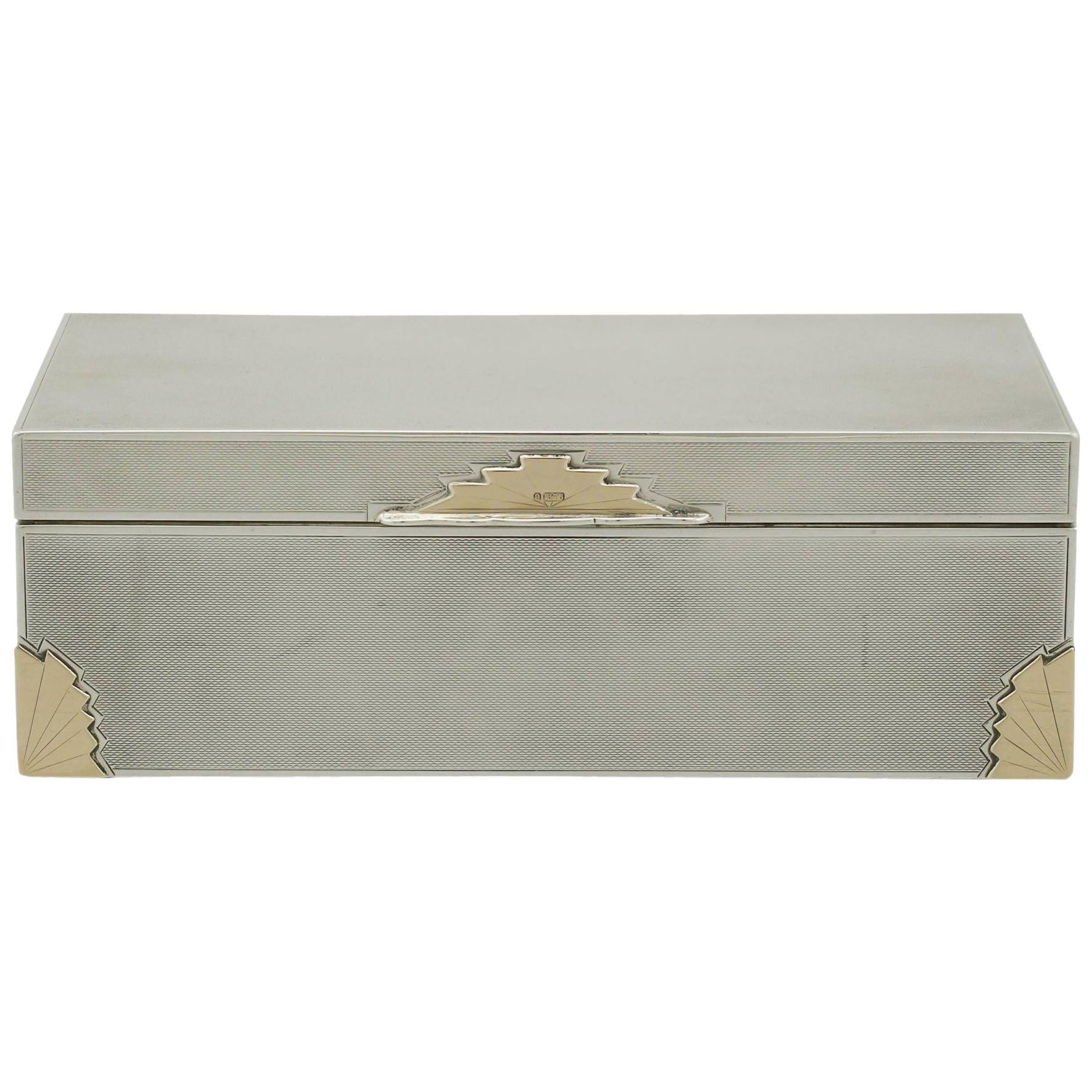 Antique Sterling Silver and Yellow Gold Cigar Box