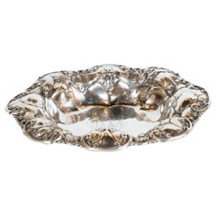 Antique Sterling Silver Art Nouveau Decorative Bowl with Morning Glory Motif