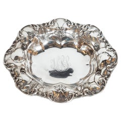 Antique Sterling Silver Art Nouveau Decorative Bowl with Morning Glory Motif