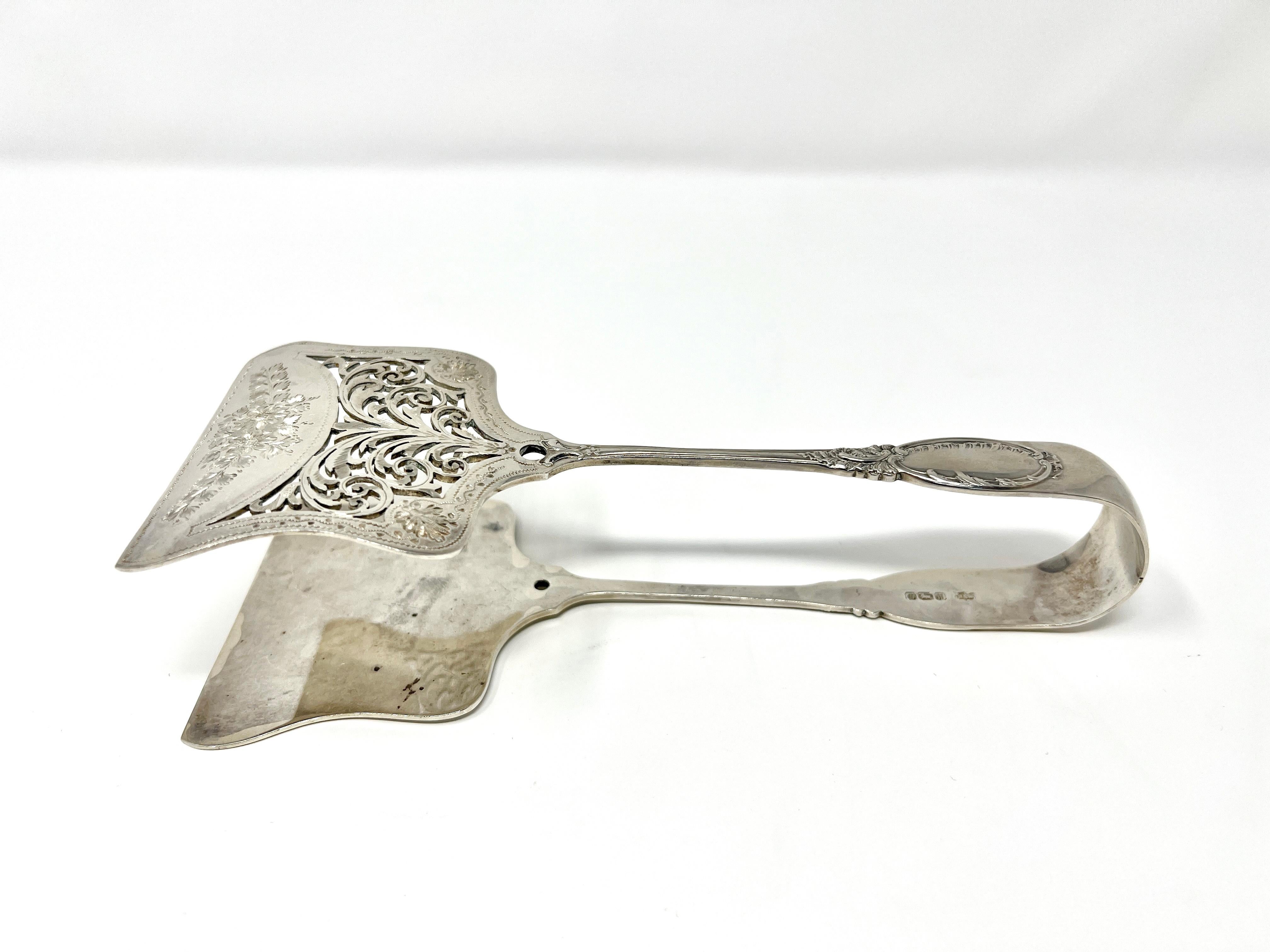 XIXe siècle Pince à asperges ancienne en argent Sterling en vente
