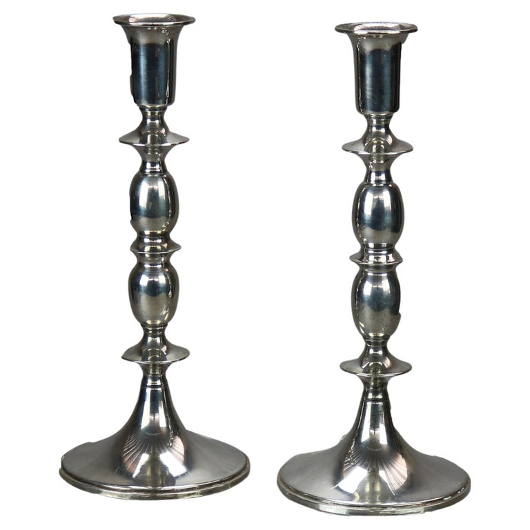 Antique Sterling Silver B and M Balustrade Candlesticks circa 1900 at  1stDibs