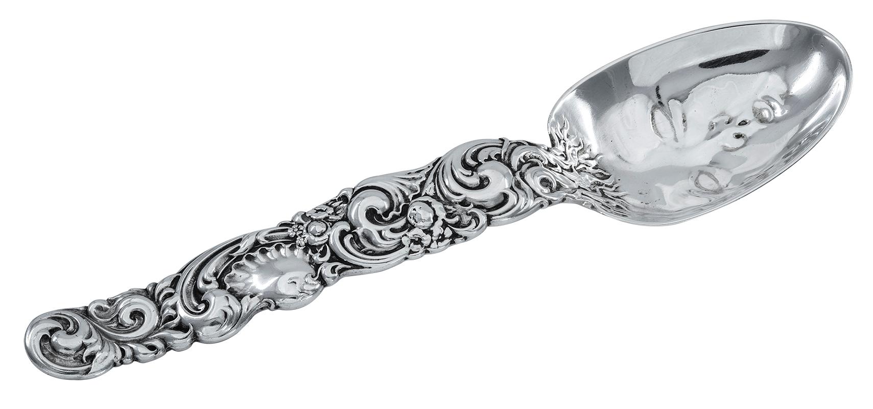Outstanding baby spoon:  heavy gauge sterling silver with an embossed handle and a 