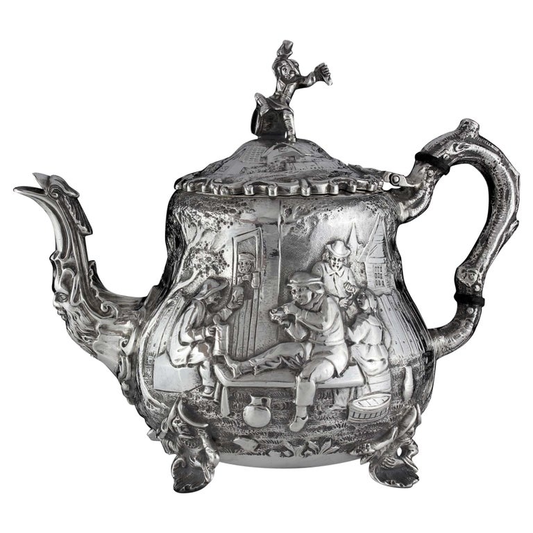 Antique Sterling Silver Bachelor Tea Pot by John Septimus Beresford, 1881 For Sale