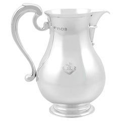 Pichet à bière/eau antique en argent sterling