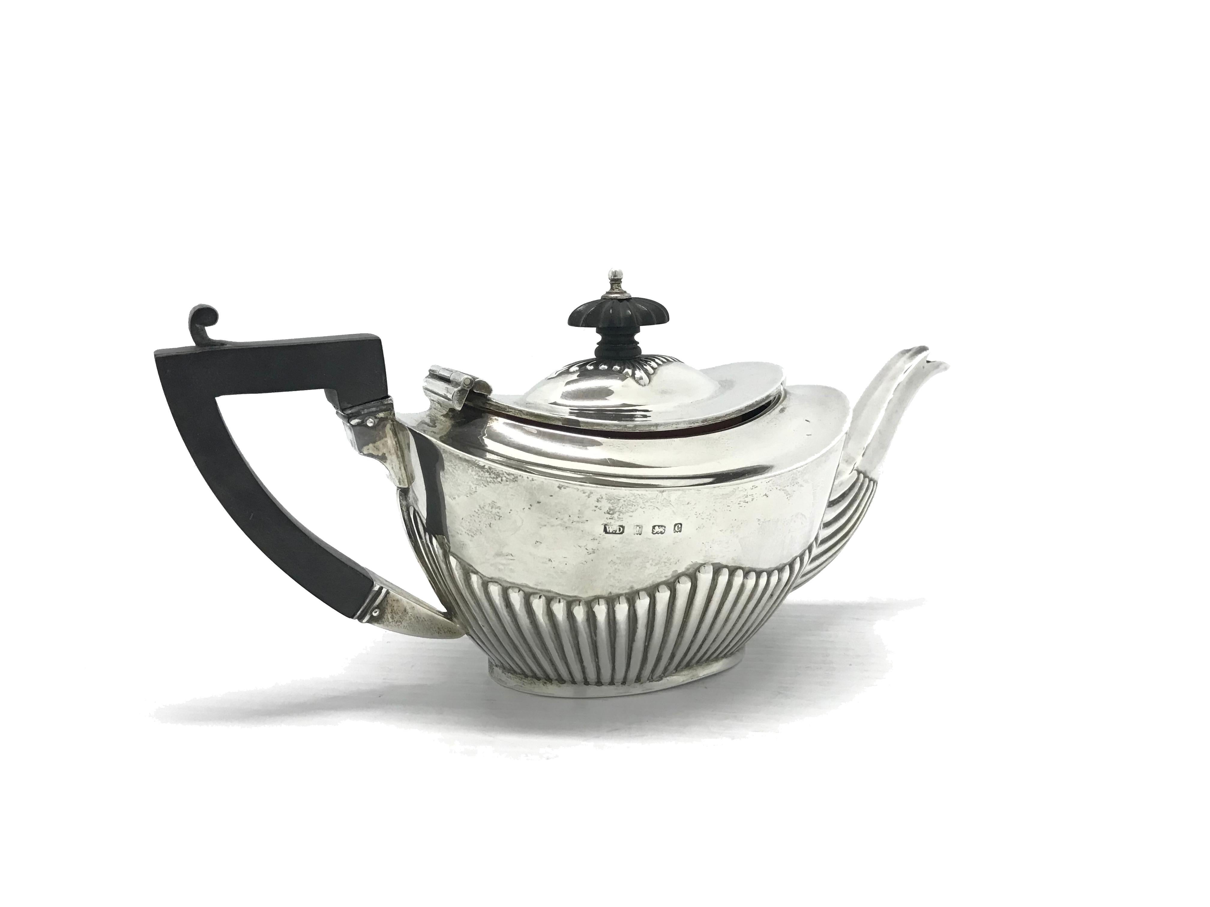 English Antique Sterling Silver Birmingham Bachelor's Tea Set, 1902