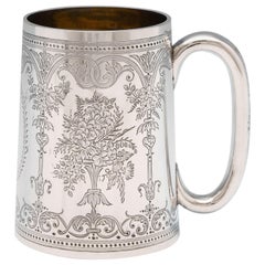 Antiker böhmischer Glasbodenbecher aus Sterlingsilber von George Aldwinckle:: 1875