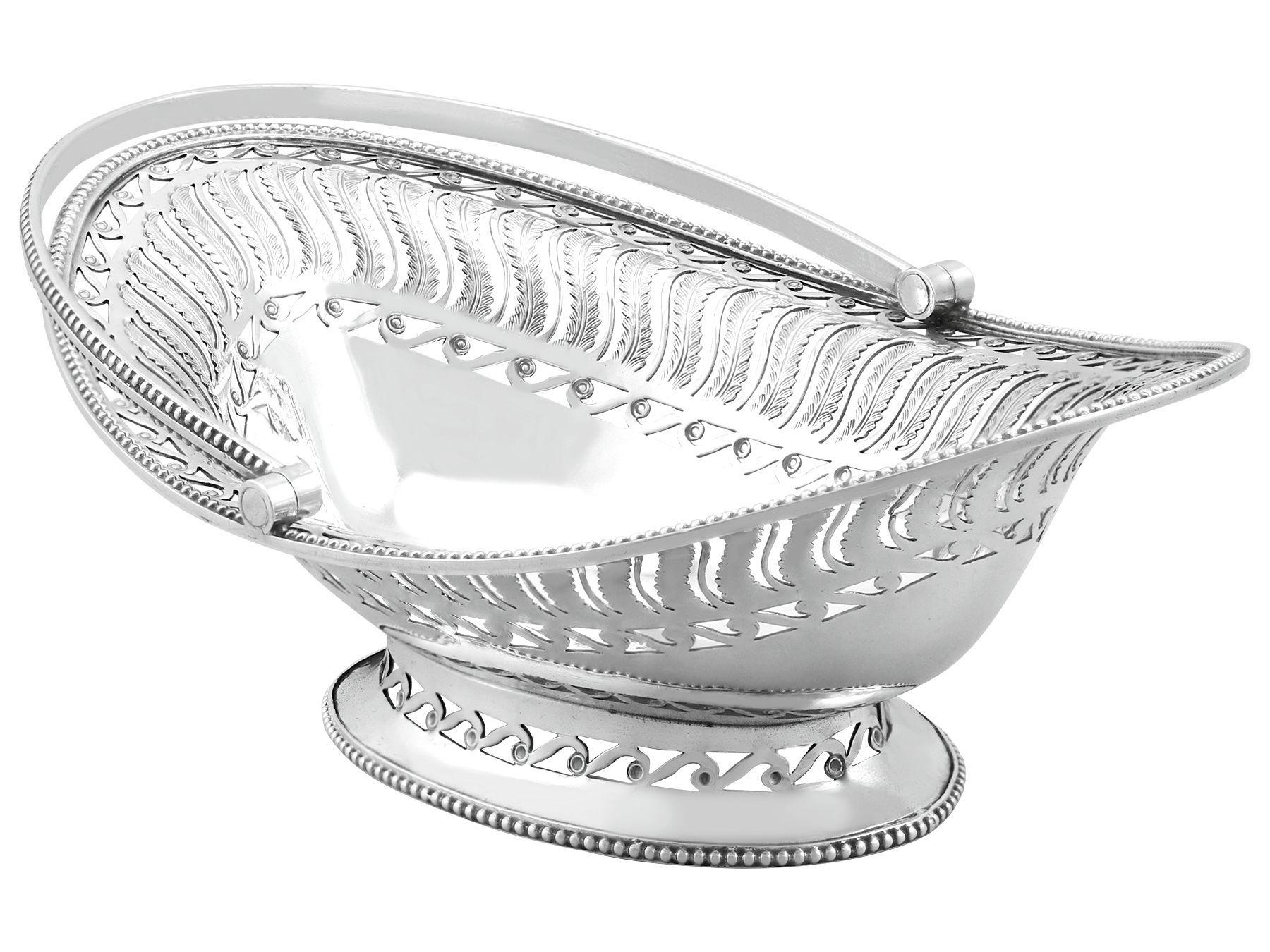 Late 18th Century Antique Sterling Silver Bon Bon Basket For Sale