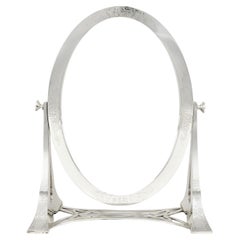 Antique Mirror da tavolo per il boudoir in argento sterling