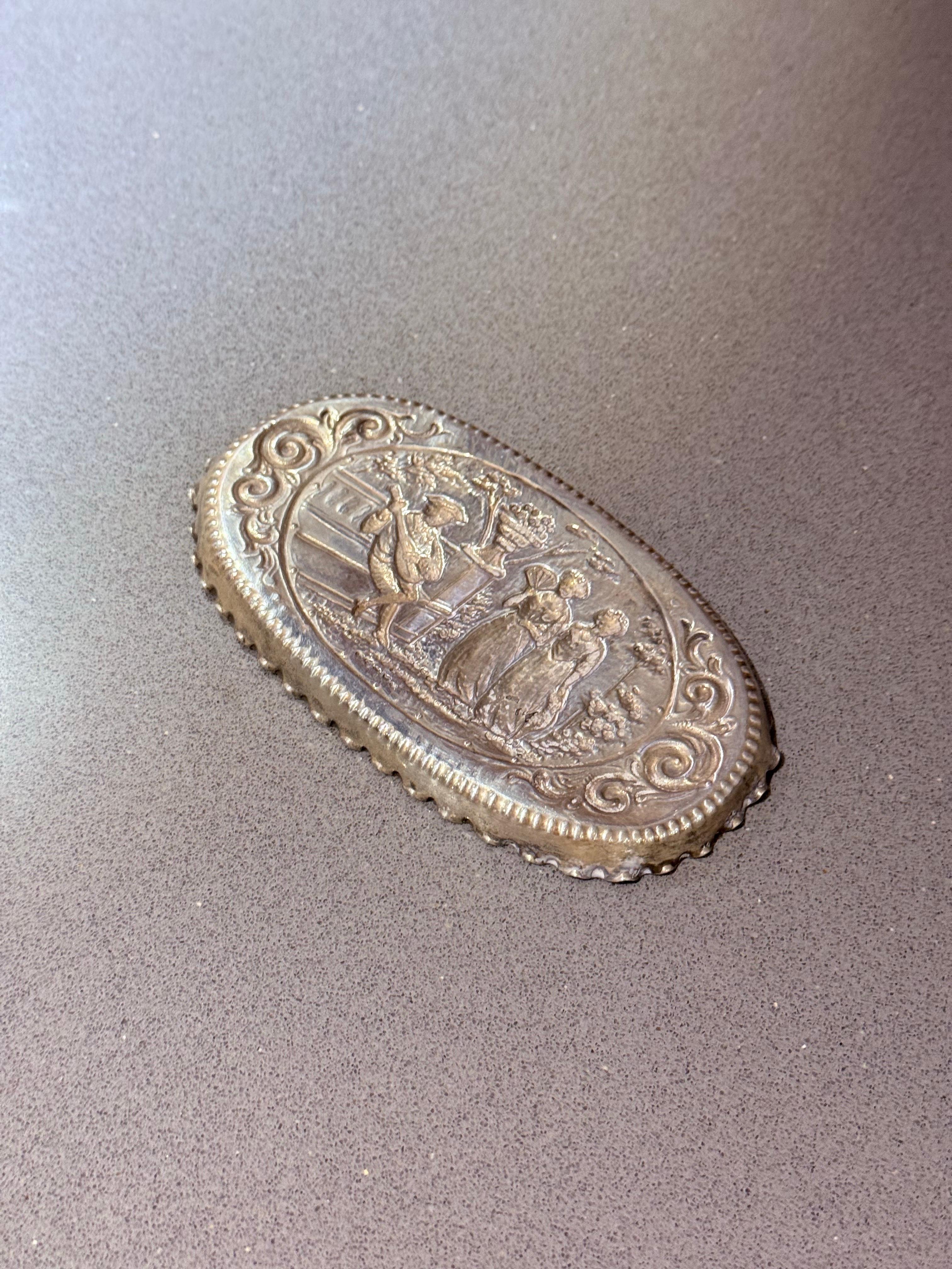 Antike Sterling Silber Schale Kleiner Obstkorb Relief Pictori Dekoratives Objekt im Angebot 2