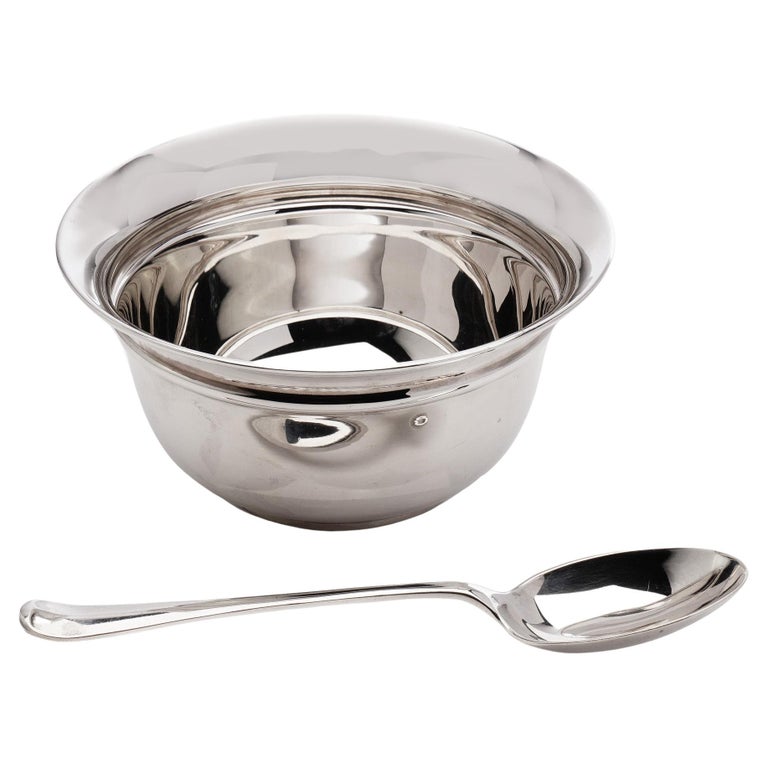 Antique Sterling Silver Bowl with Serving Spoon by Walker and Hall For