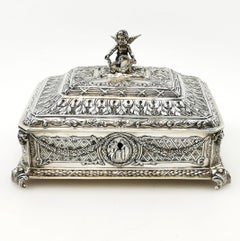Antique Sterling Silver Box 1905 English Import Marks Jewellery Jewelry Trinket