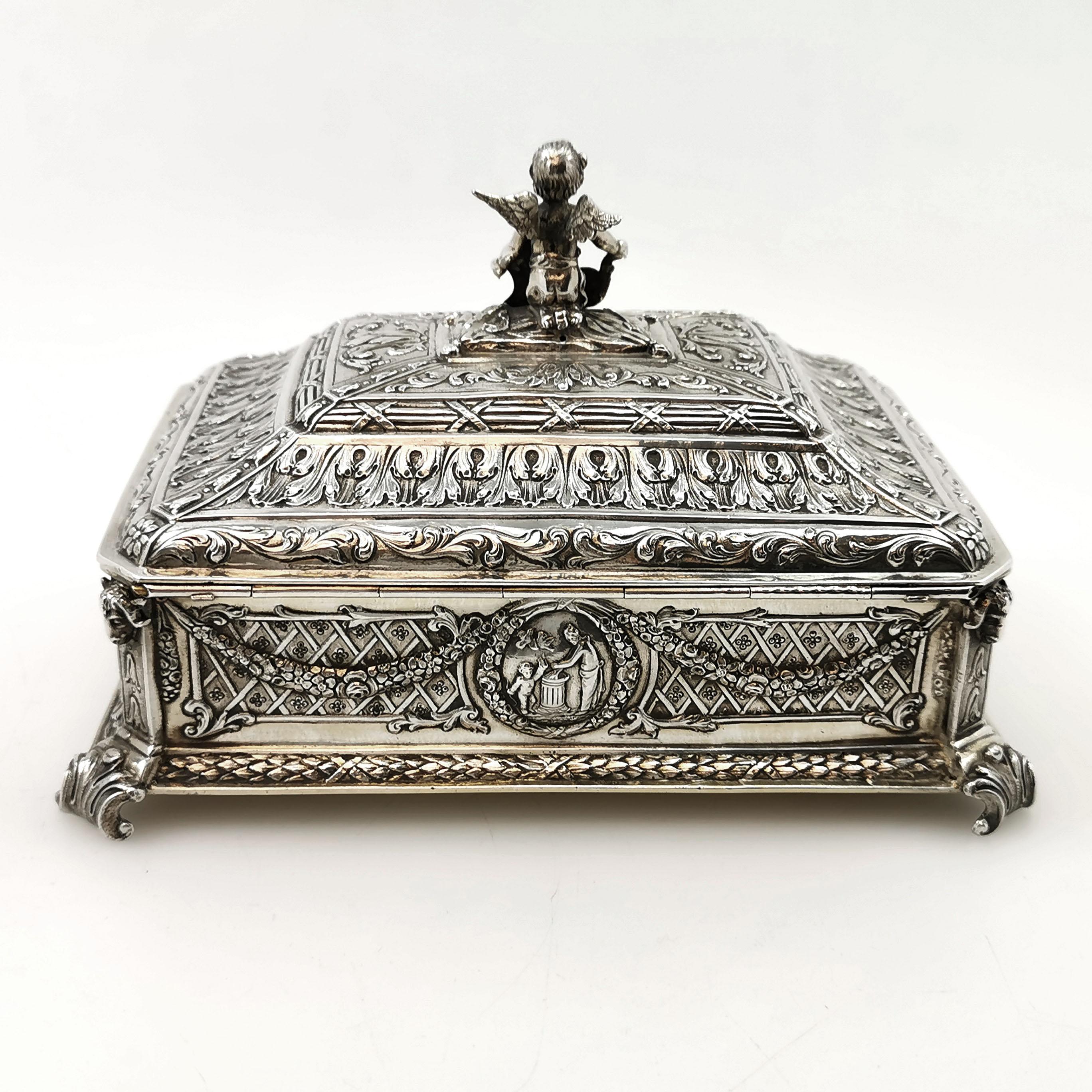 German Antique Sterling Silver Box 1905 English Import Marks Jewellery Jewelry Trinket