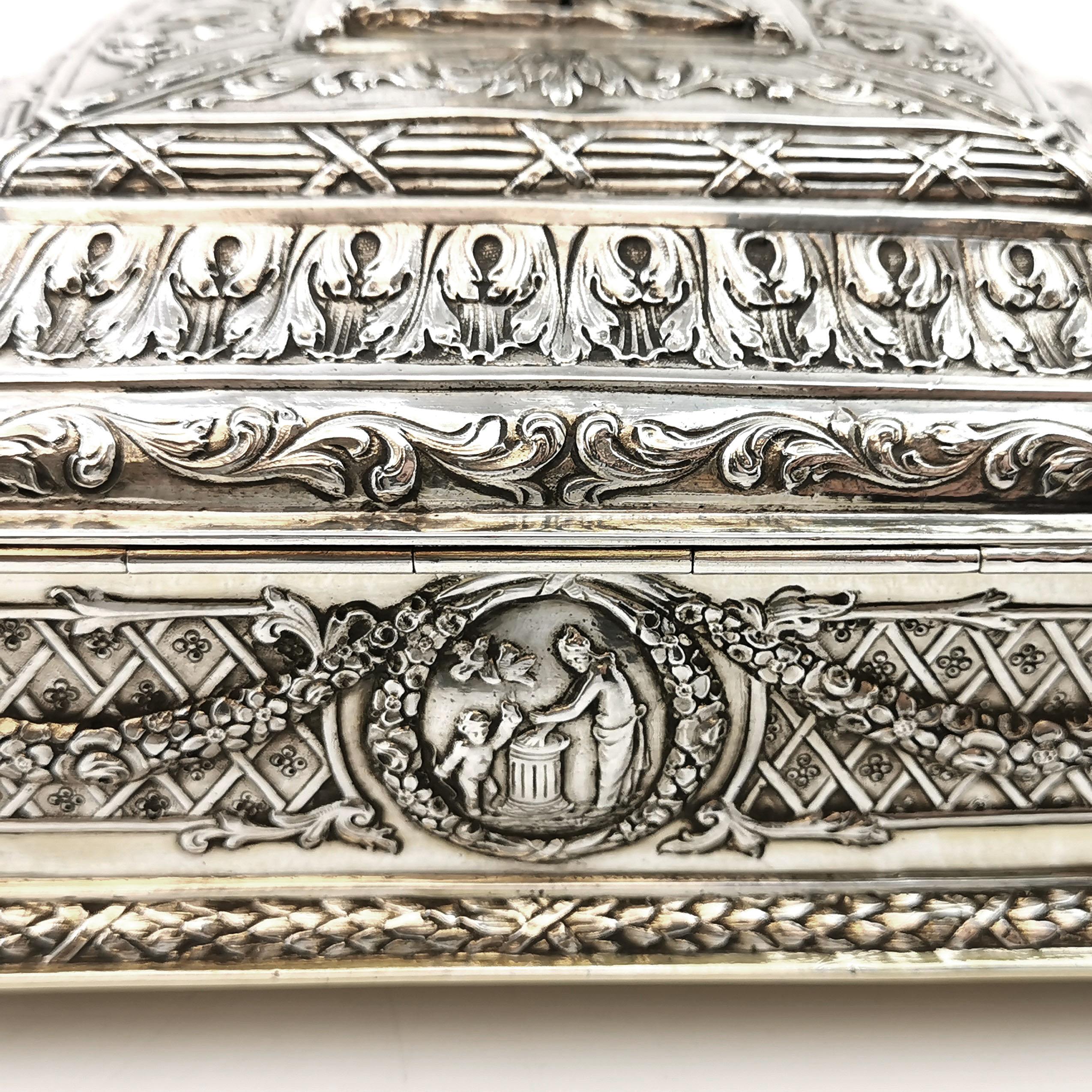20th Century Antique Sterling Silver Box 1905 English Import Marks Jewellery Jewelry Trinket