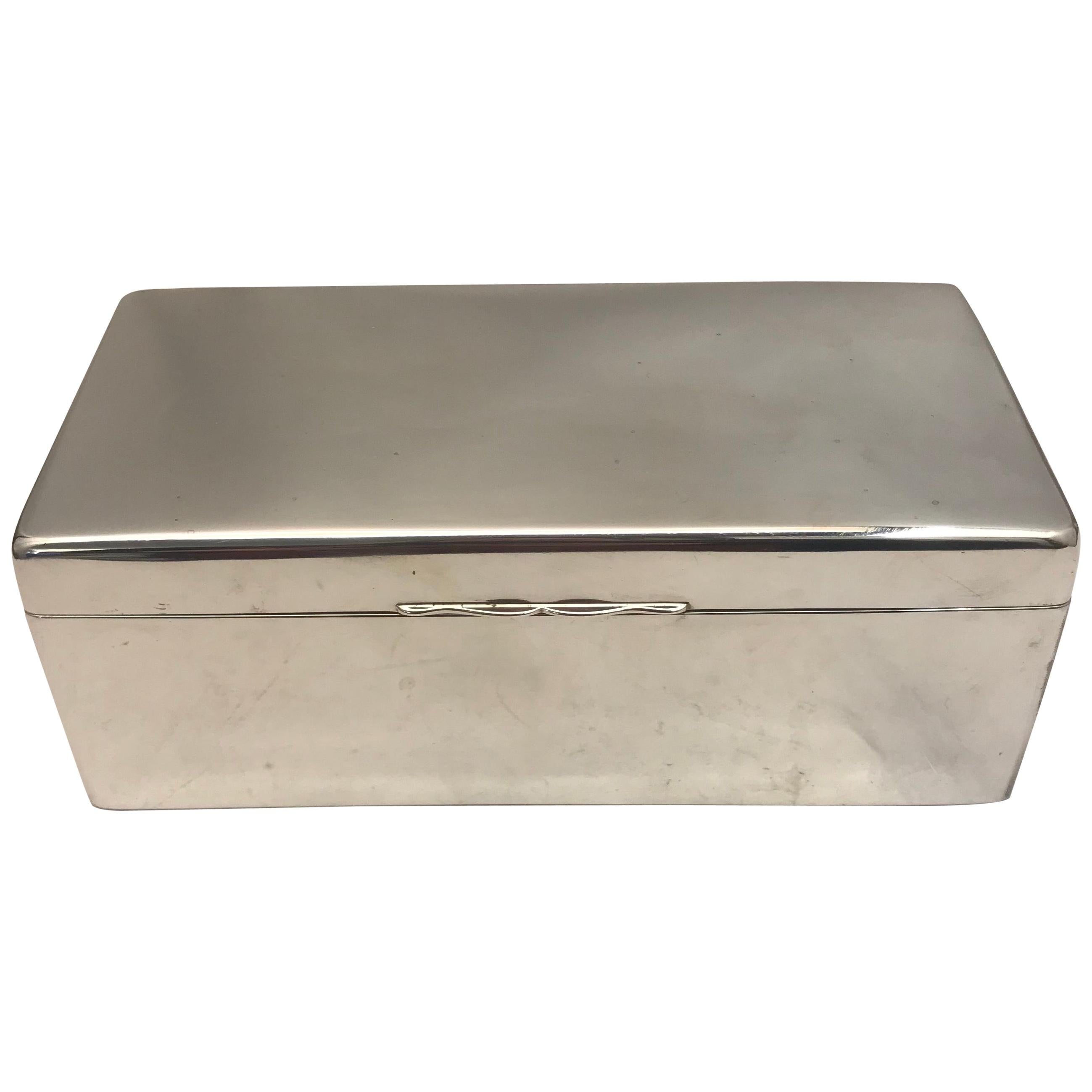 Antique Sterling Silver Box with Solid Lid For Sale