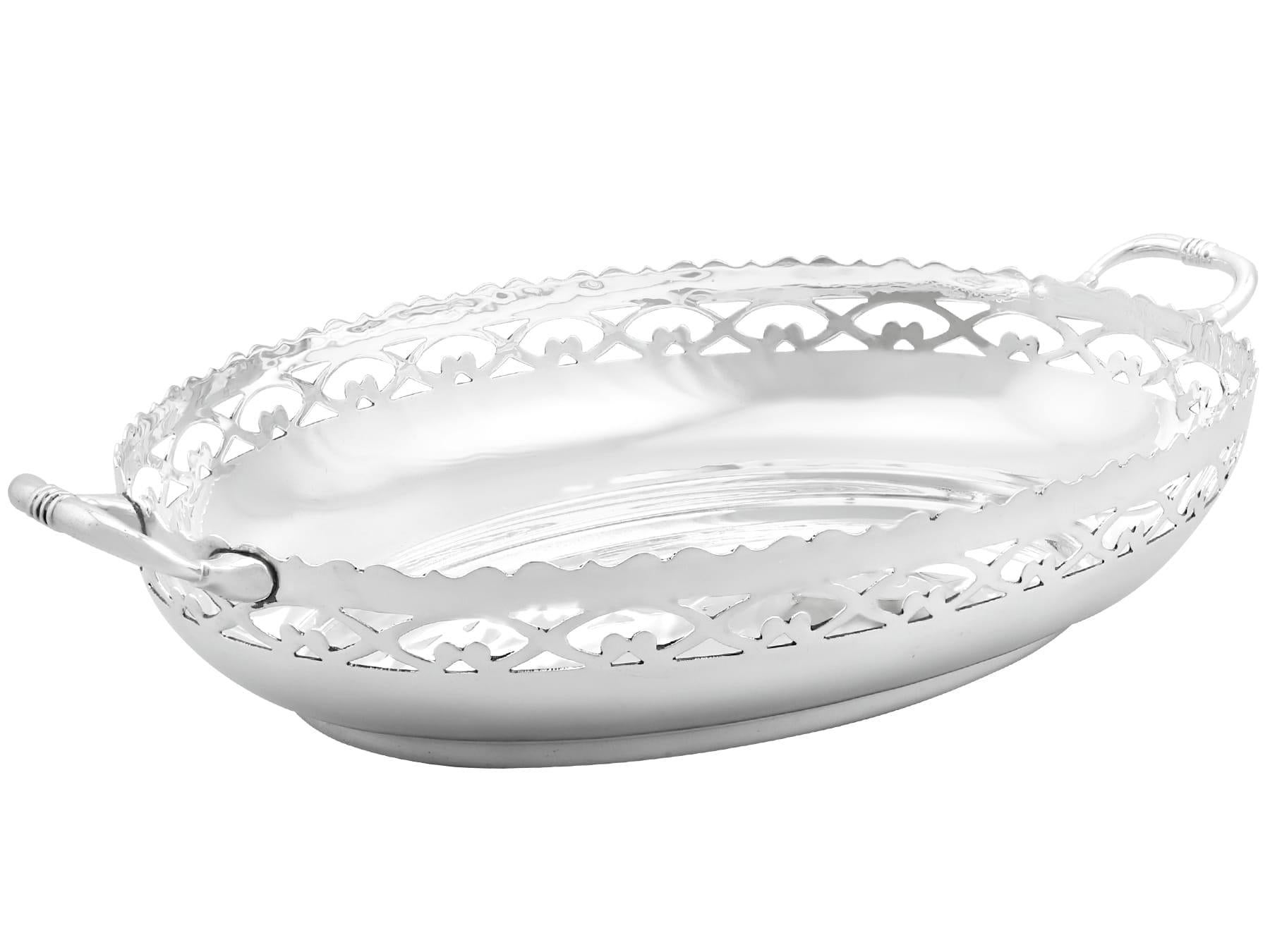 English Antique Sterling Silver Bread Dish For Sale
