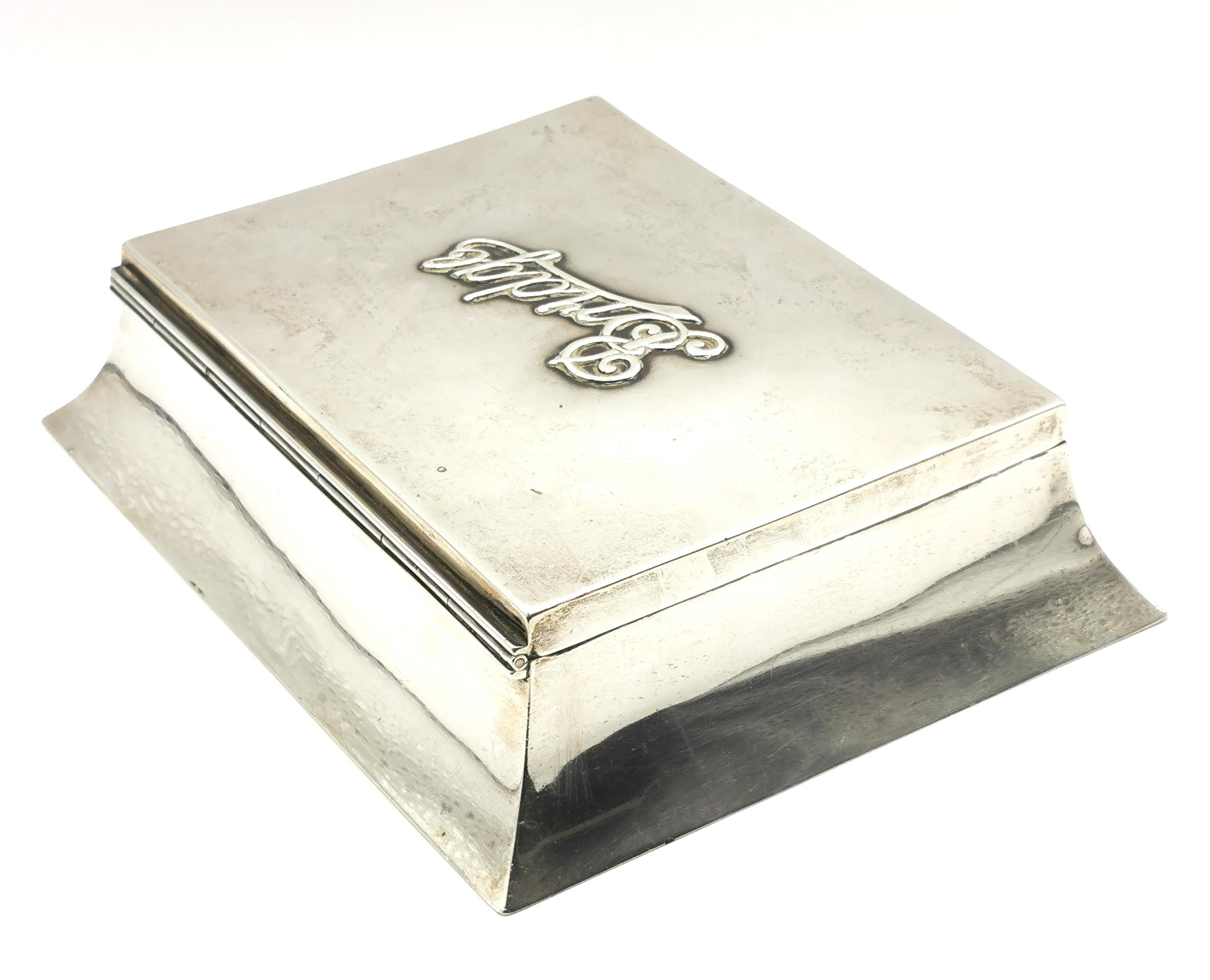 Antique sterling silver Bridge box, Edwardian, games box  1