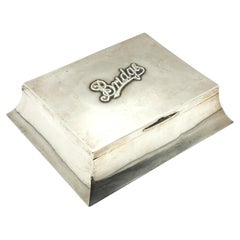 Antique sterling silver Bridge box, Edwardian, games box 