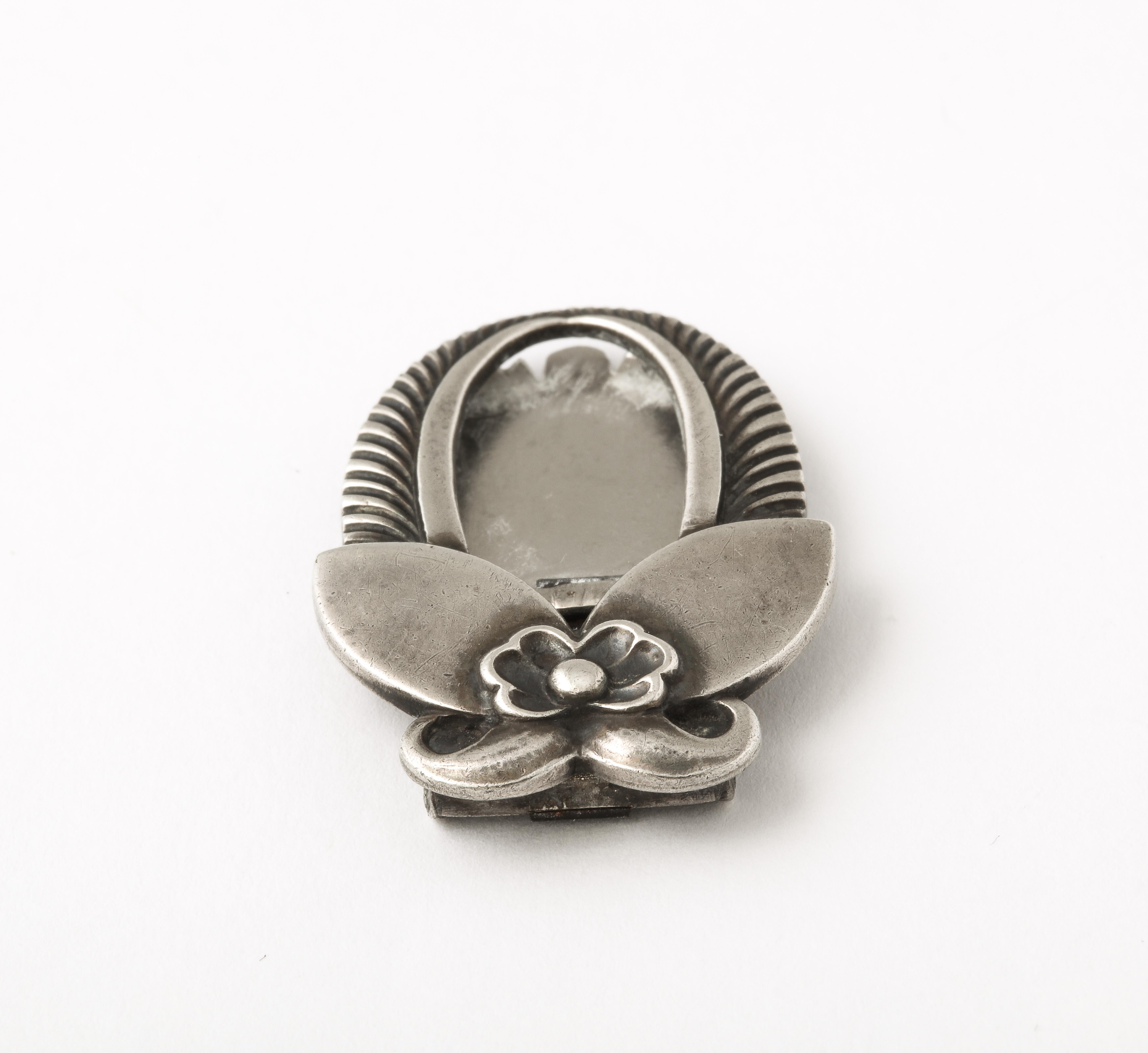 Art Deco Antique Sterling Silver Cactus Flower Clips by Georg Jensen