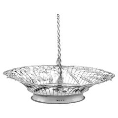 Panier à gâteaux en argent sterling ancien (1767)