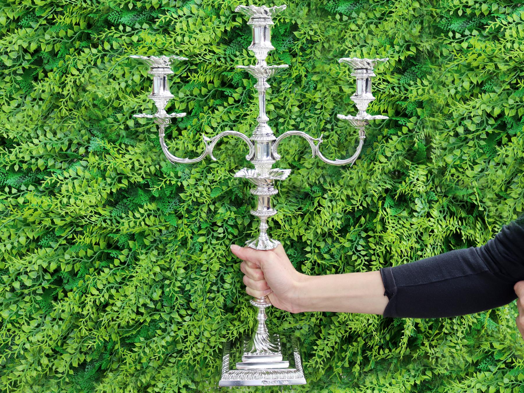 English Antique Sterling Silver Candelabra For Sale