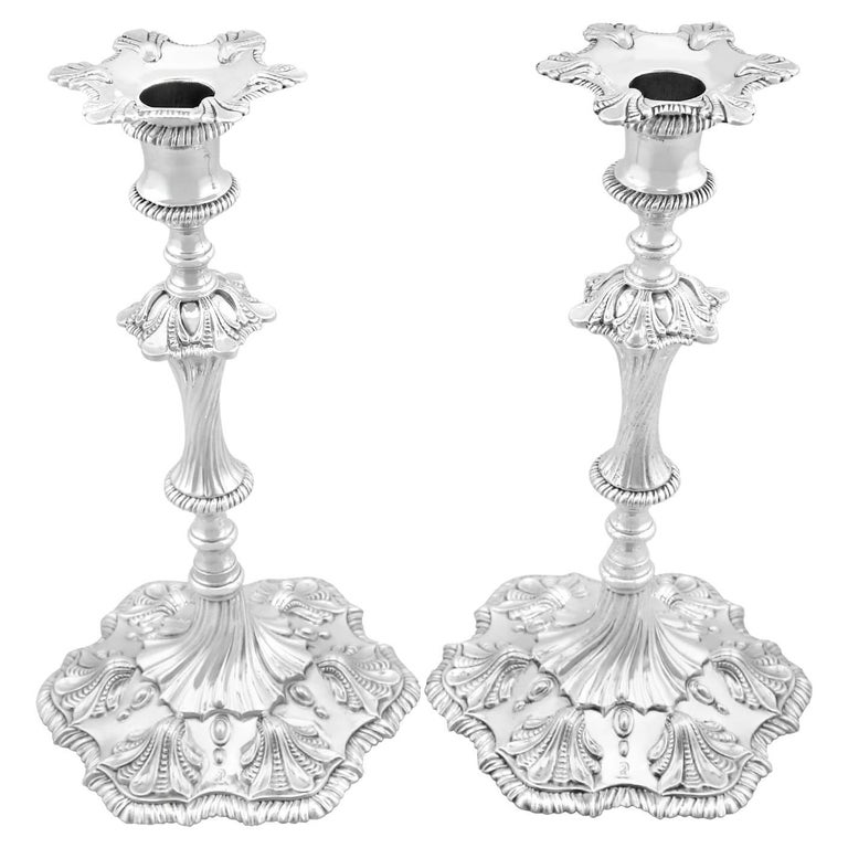 Antique Sterling Silver Candlesticks by Edmund Vincent For Sale at 1stDibs