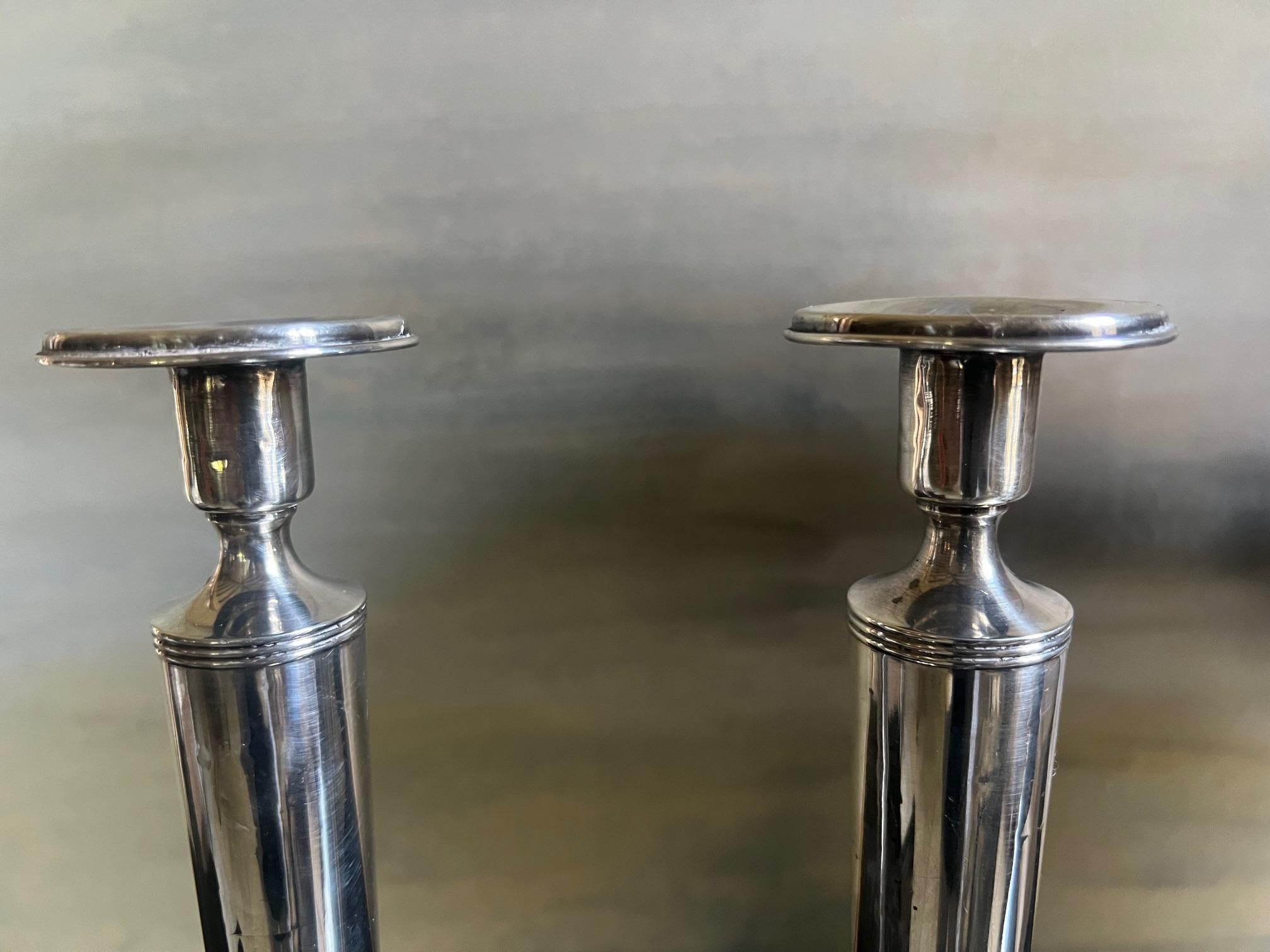 Antique Sterling Silver Candlesticks, Set of 2 3